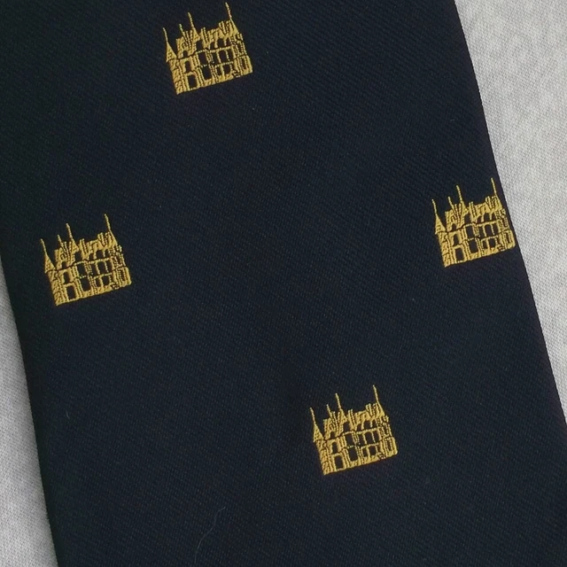 Tie Necktie Vintage Mens Crested Club Association Society BUILDING