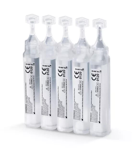 Confezione da 25 x 20 ml baccelli sterili per lavaggio occhi - irrigazione o pulizia di ferite minori 2