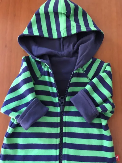 Zutano NWOT Reversible Hoodie Green/Blue Stripe 6-24 Months