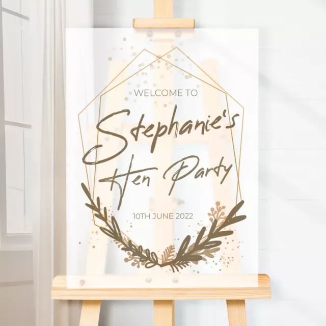 Personalised Gold Geometric Hen Do Party Welcome Sign