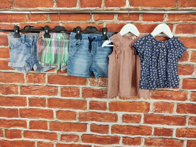 T-Shirt Pantaloncini Estivi In Denim Bimba Età 12-18 Mesi Gap Next H&M 86Cm