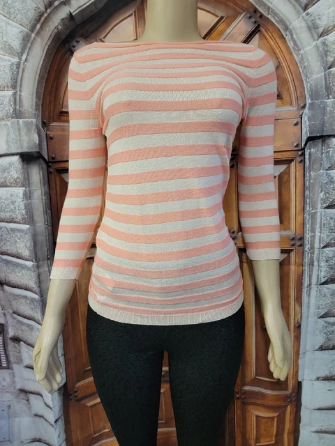 Ann Taylor LOFT XXSP Striped Coral Cream Women's Tank Top Thin Sweater NWT #W5