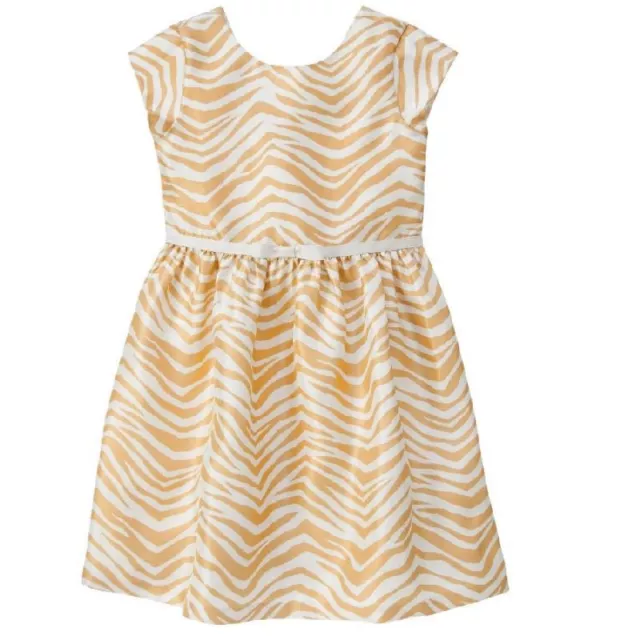 Gymboree Savanna Party Gold Zebra Print Dress Holiday New NWT Girls 4 Bow