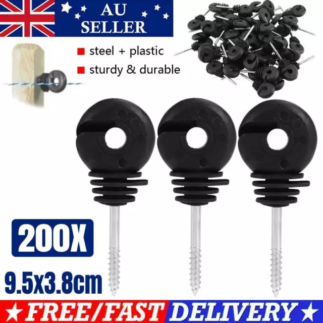 200PCS Electric Fence Insulator Short Screw Type Ring Fence Post Poly 9.5*3.8 CM