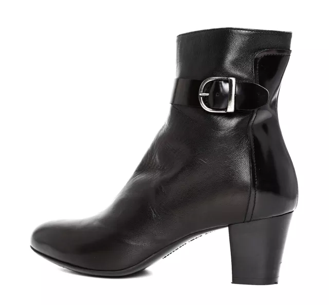 Attilio Giusti Leombruni City Leather Ankle Bootie Black Women Size 37.5 5893 * 2