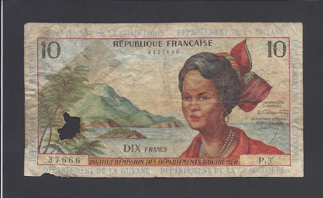 French Antilles  -  10  Francs  1964   @  Martinique  Guyanne  Guadeloupe   @