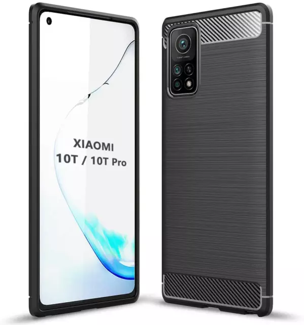 Handy Case für Xiaomi Mi 10T + PRO Carbon Look schwarz Slim Bumper Cover Hülle