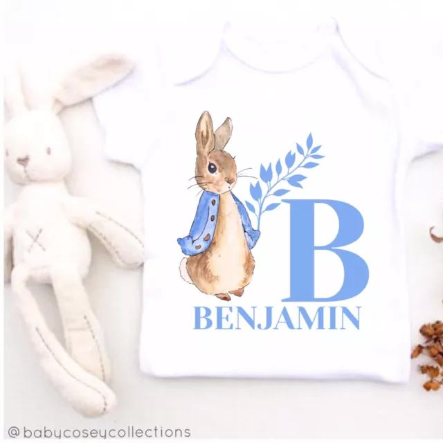 Flopsy Peter Rabbit Baby Grow Girls Boys Initial Bodysuit New Baby Newborn Gift