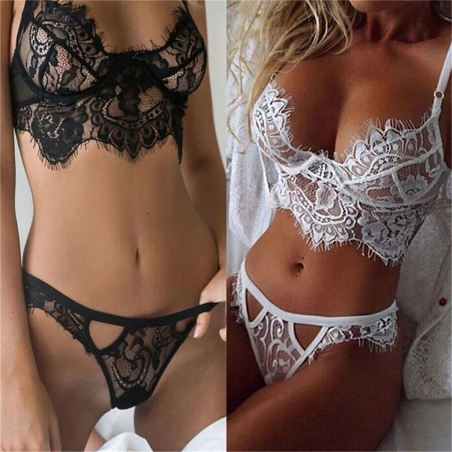 Reggiseno top gilet donna sexy lingerie corsetto in pizzo + set pantaloni biancheria intima SuiH7