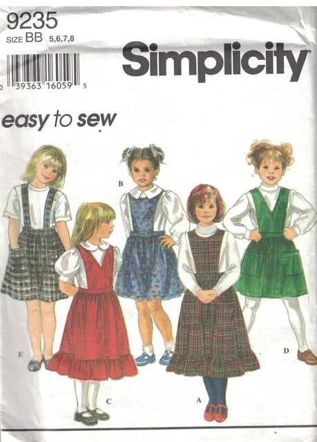 9235 Uncut Simplicity Cartamodello Ragazze Jumper IN Due Lunghezze Bretella