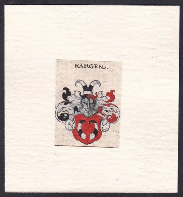 Kargen Emblem Coat Of Arms Heraldry Copperplate Engraving 17. Century