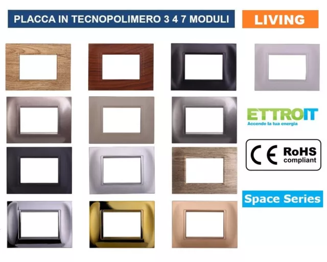 Placche Bticino LIVING LIGHT Placchette Compatibili Placca 3 4 7 moduli + colori