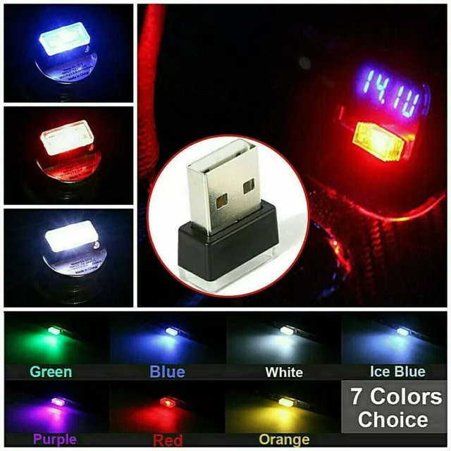 1x Mini USB LED Car Interior Accessories Light Neon Atmosphere Ambient Lamp Bulb