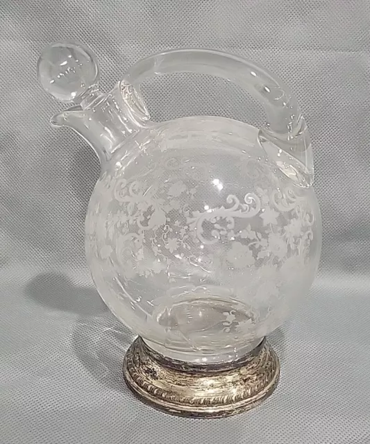 Cambridge Chantilly Cordial Decanter W/Stopper & Sterling Base Rare