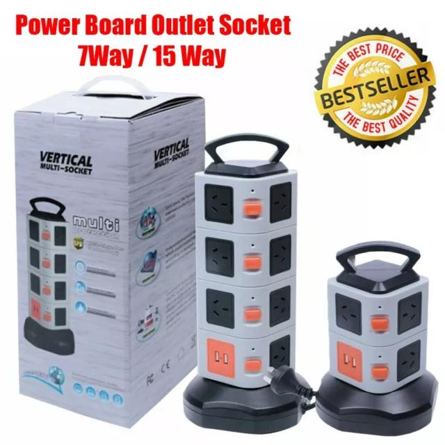 Power Boards USB Charging 7/15 Way Outlets Socket Charger Port + Surge Protector