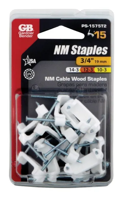Gardner Bender 3/4 in. 19mm Plastic Insulated Cable Wood Staples 15 pk