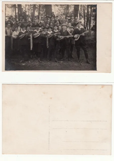 Wandervogel Bewegung ? mit Mandoline, Musik Jugend Naturfreunde RPPC c.1915