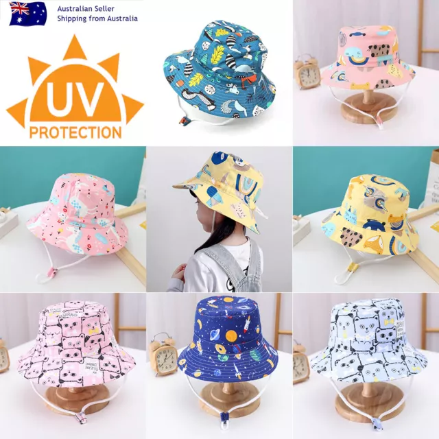 Girl Boy Kids Children Baby Bucket Sun Hat Wide Brim School Beach Outdoor Sport