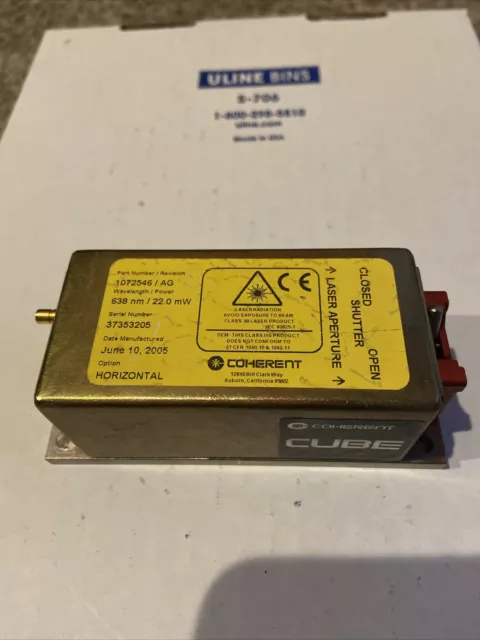 Coherent Cube 1072546/AG 638nm 22.0 mW Horizontal Laser Head With Heatsink!