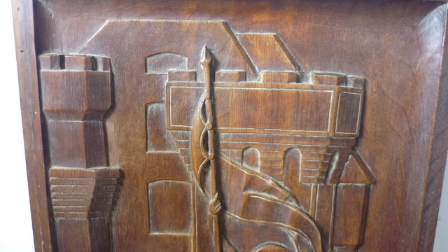 Antique French Large Deep Carved Architectural Panel Door Oak st joan of arc 3