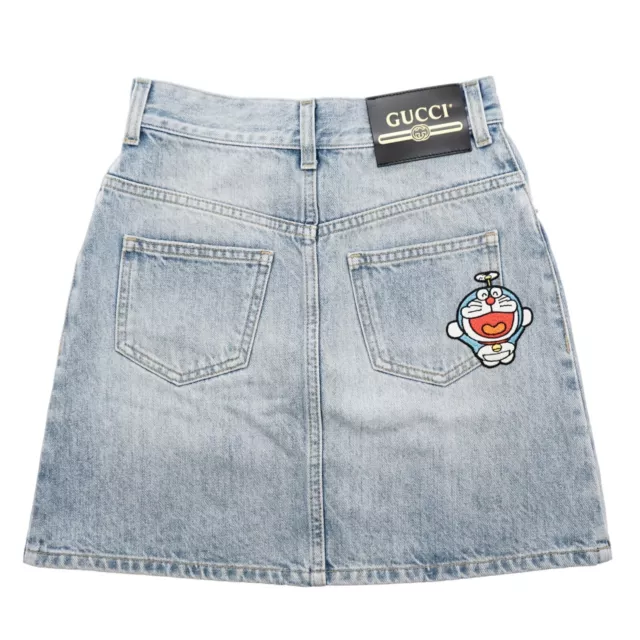 Gucci X Doraemon Blue Eco Denim Skirt XS Size 36 New