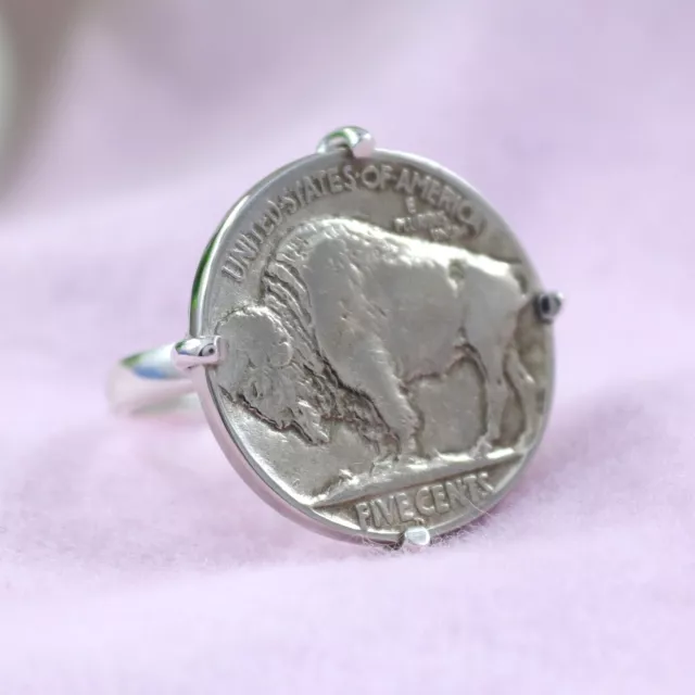 Handmade USA Coin Five Cents Sterling Silver Coin Ring Unique Jewelry