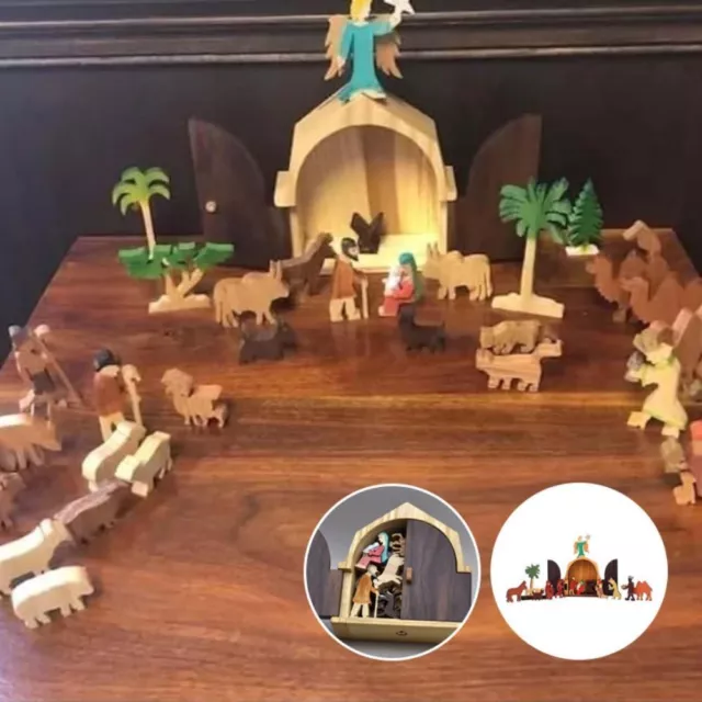 Wooden Wooden Jesus Puzzle Statue Portable Nativity Puzzle  Home