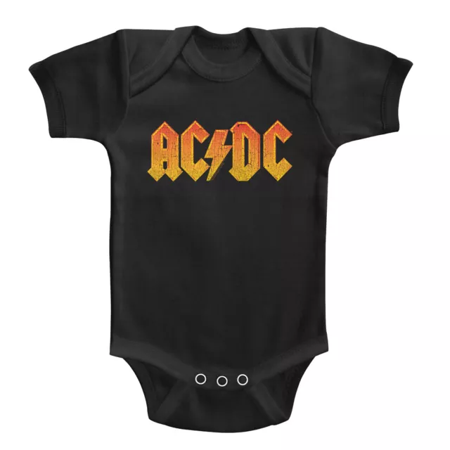 ACDC Rock Band Logotipo Naranja Bebé Traje Cuerpo Envejecimiento Descolorido Concierto Infantil Mono