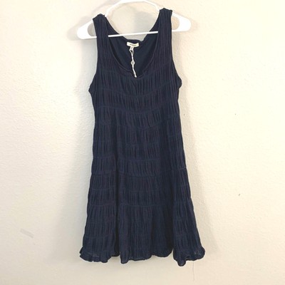 Max Studio Dress XL Navy Ruffle Embroidery Aline Lagenlook Tiered Women Regular