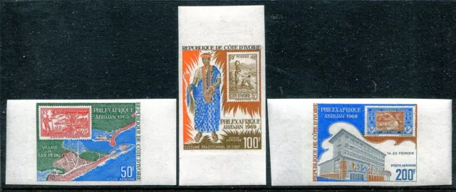 Ivore Coast C38-40 MNH, Omnibus 2nd PHILEXFRIQUE 1969, 14 February, Imperforeted