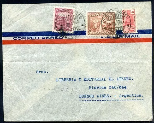 COLOMBIA TO ARGENTINA Air Mail Cover 1945