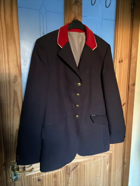 John Whitaker Navy Red Velvet Collar Show Jump Jacket 32” 8 VGC Immaculate