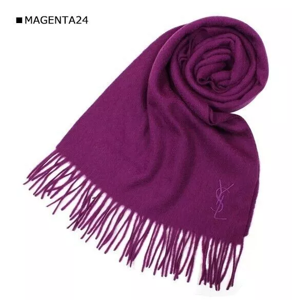 YSL Yves Saint Laurent 100% WOOL SCARF 30 x 180cm MAGENTA