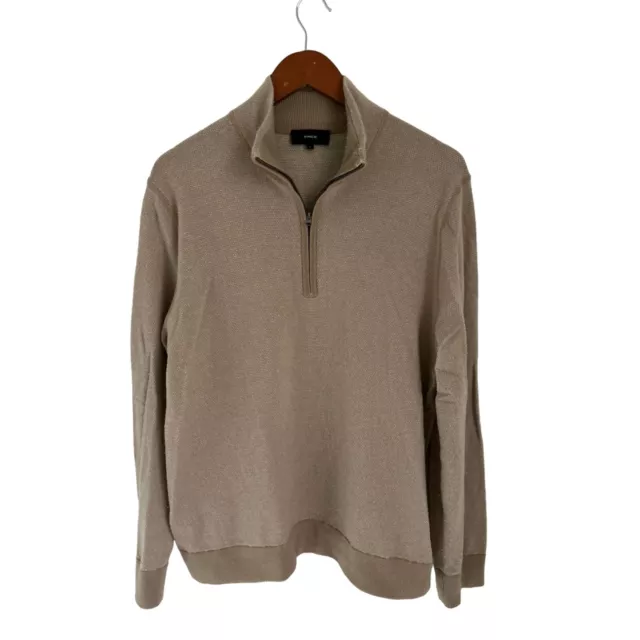 VINCE Knitted Wool Cashmere 1/4 Zip Pullover Beige Sweater Size Large