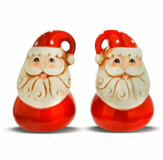 Johanna Parker Transpac Santa Salt & Pepper Shakers Retro Vntg Christmas Decor