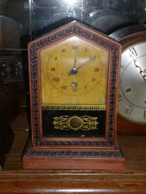 Junghans Antique Small Wooden Mantel Clock with Pendulum