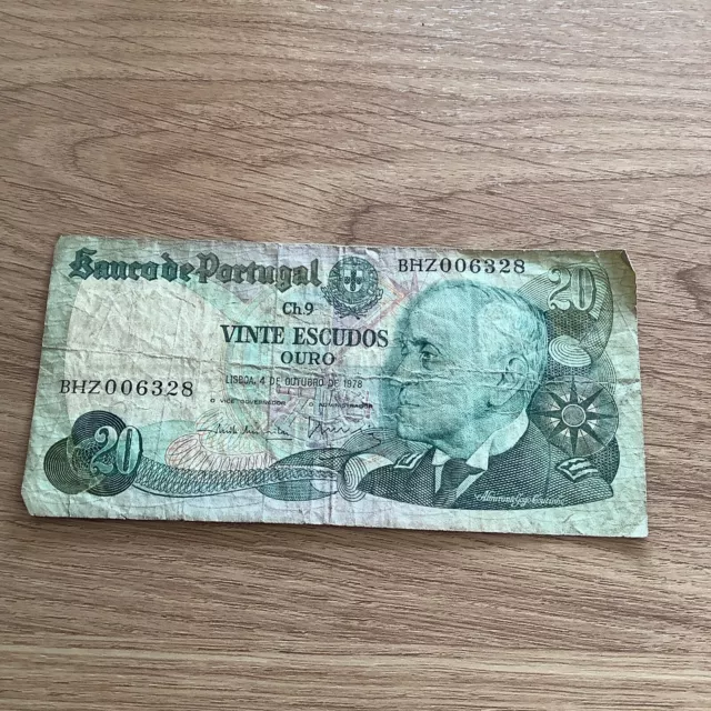 Portugal Banknote, 20 (Vinte) Escudos 1978