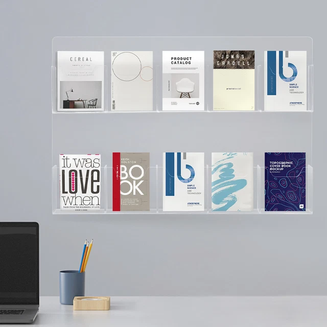10 Slot Wall Mount Brochure Pamphlet Holder Clear Acrylic Business Card Holder