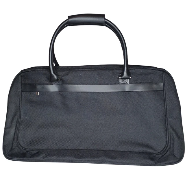 MENS CHROME AZZARO Perfumes TRAVEL BAG WEEKENDER Black Leather Handle Straps 20.00 PicClick