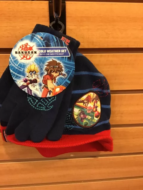 Boys Hat And Gloves Set Bakugan Blue And Red New With Tags