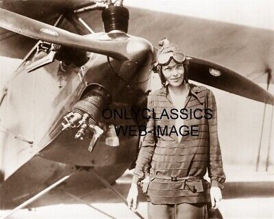 Young Pilot Amelia Earhart Aviatrix Prop Biplane Airplane 8X10 Photo Aviation