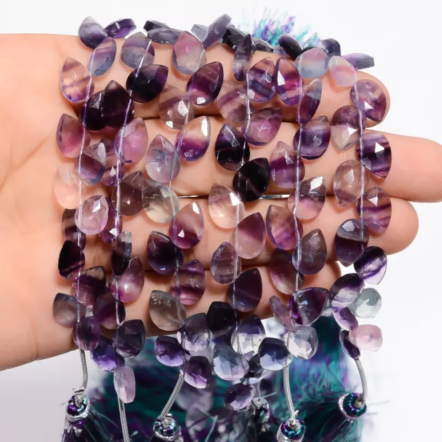 Natural Fluorite Gemstone Pear Shape Faceted Beads 10X7X4 mm Strand 15-18 Pcs