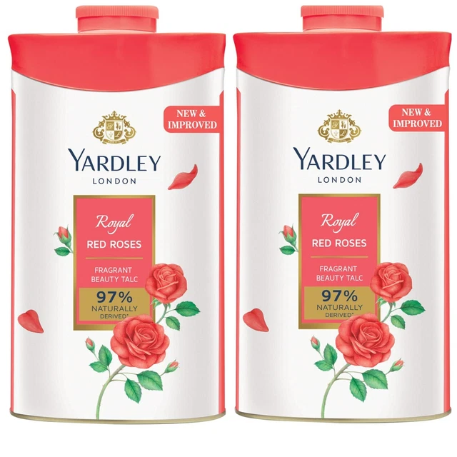 Talco rosa rojo Yardley London Royal para mujer 250 g x 2 (paquete de 2)