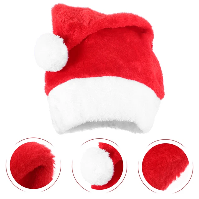 PLUSH SANTA HAT Short Hats Bulk Christmas Party Supplies Claus Costume