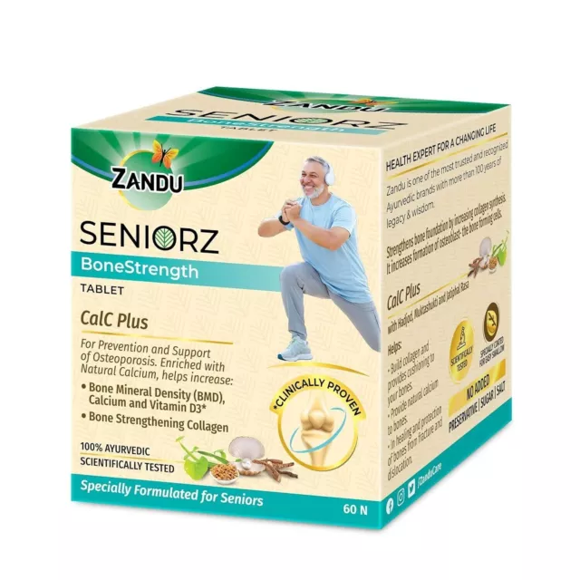 Zandu Seniorz BoneStrength Tablet100% Ayurvedic Supplement Rich in Cal & Vit D3