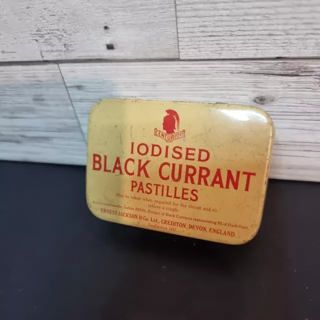 Iodised Black Currant Pastilles Vintage Centurion Tin.