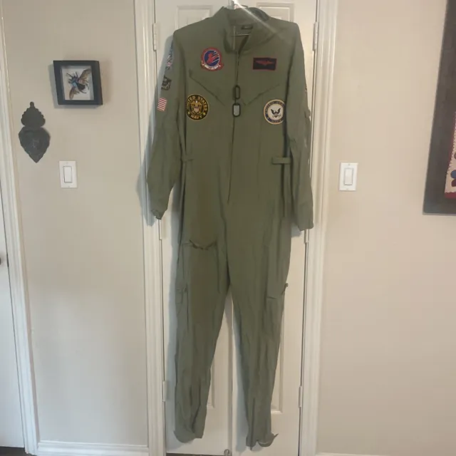 TOP GUN MAVERICK Flight Suit Costume Mens Coveralls Jumpsuit XL tall Goose Patch