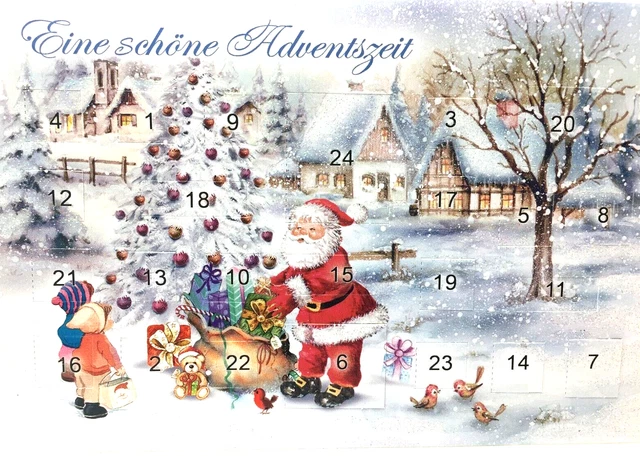 Traditioneller Adventskalender Ohne Schokolade – Mit Rotkehlchen-Motiv, 24 Türchen, 159 X 159 Mm