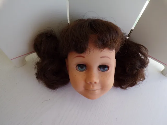 Chatty Cathy Doll Brunette (Hard Face) Pigtail Head Excellent Condition LOOK!