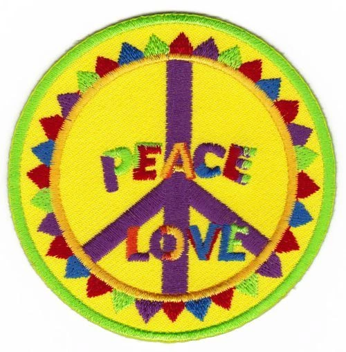 ao02★Peace Zeichen Love Aufnäher Bügelbild Patch Applikation Flicken 7,5 x 7,5cm